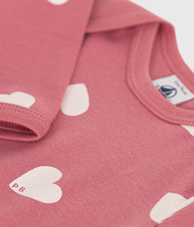 Lang&auml;rmeliger Baby-Body aus Baumwolle rosa/weiss