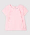 Kurzärmelige Baby-Bluse für Mädchen aus Popeline rosa MINOIS/weiss MARSHMALLOW