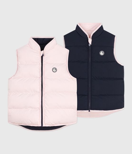 Ärmellose Kinder-Winterjacke zum Wenden in zwei Farben rosa JOLI/ SMOKING
