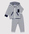 Zweiteiliges gestreiftes Baby-Ensemble im Matrosenstil aus Bio-Baumwolle weiss MARSHMALLOW/blau SMOKING
