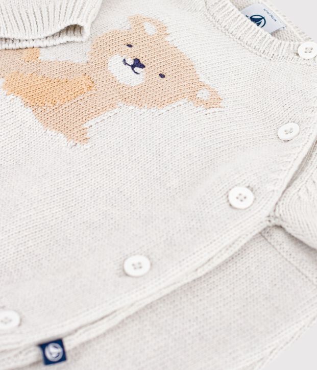 2-teiliges Baby-Set aus Woll- und Baumwoll-Strick mit B&auml;renmotiv MONTELIMAR CHINE