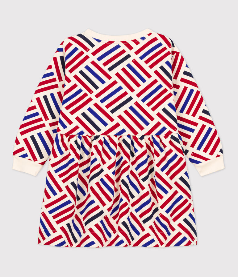 Lang&auml;rmeliges bedrucktes Kinderkleid aus Molton f&uuml;r M&auml;dchen naturfarben/vielfarbig