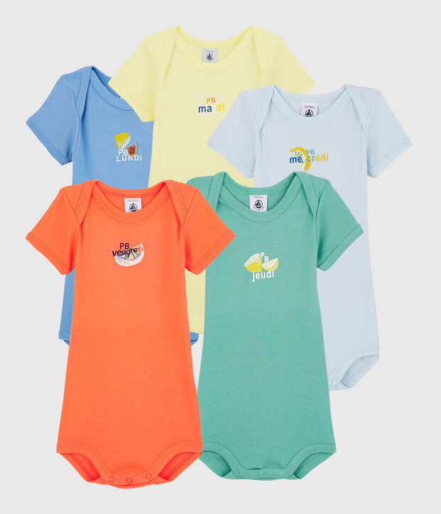 5er-Set kurz&auml;rmelige Baby-Bodys mit Fr&uuml;chte-Motiv vielfarbig