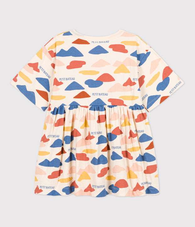 Bedrucktes Kinderkleid aus Doppeljersey f&uuml;r M&auml;dchen naturfarben/vielfarbig