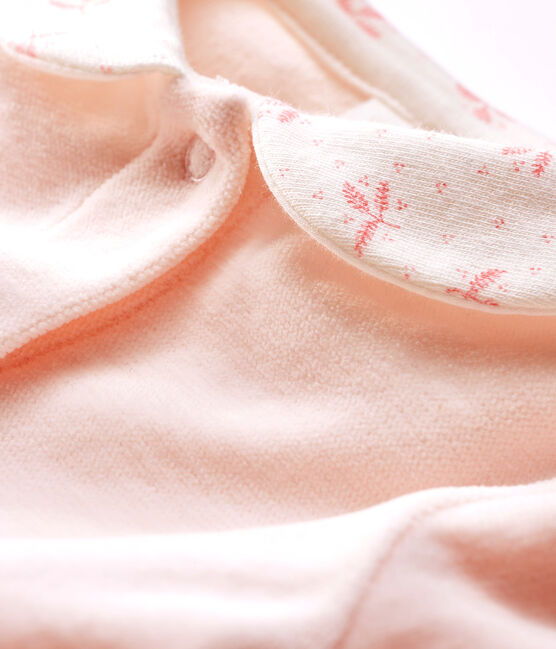 Baby-Strampler aus Velours für Mädchen rosa FLEUR