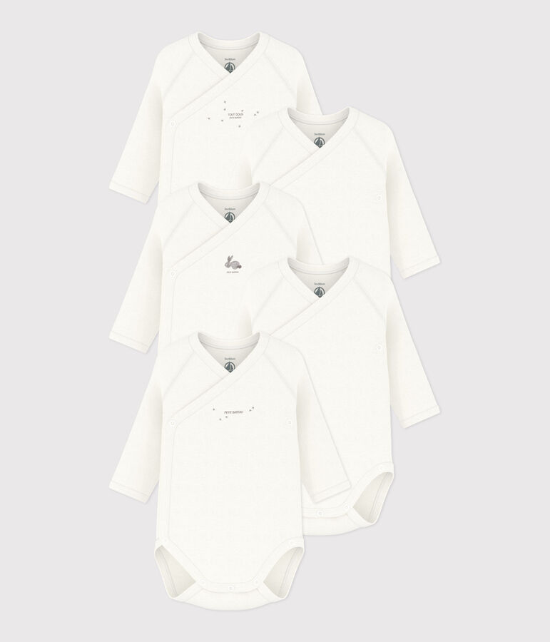 5er-Set lang&auml;rmelige Wickelbodys aus Baumwolle vielfarbig