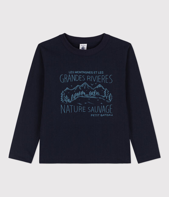 Langärmeliges T-Shirt mit Printmotiv Kinder Jungen blau SMOKING