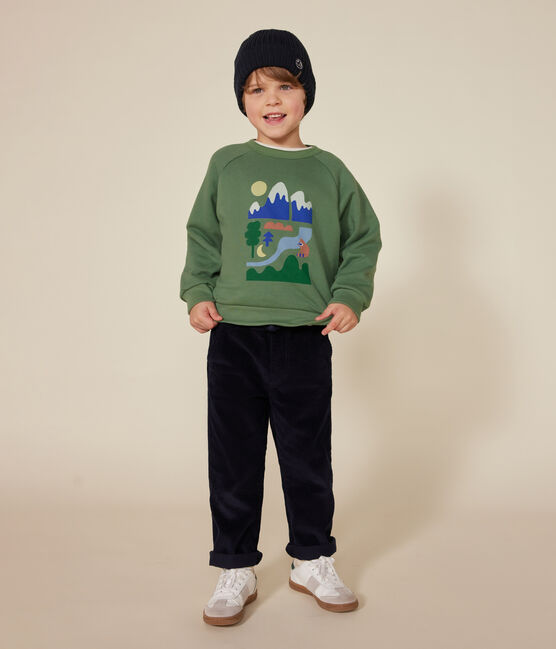 Kinder-Sweatshirt aus Molton für Jungen grün PALMERAIE