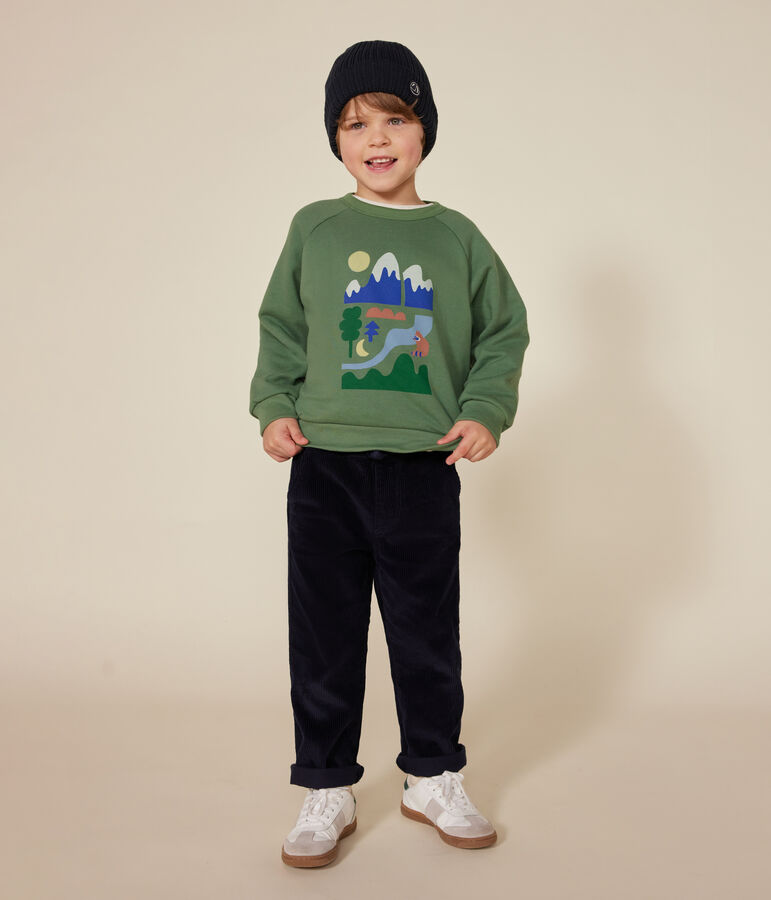 Kinder-Sweatshirt aus Molton f&uuml;r Jungen gr&uuml;n