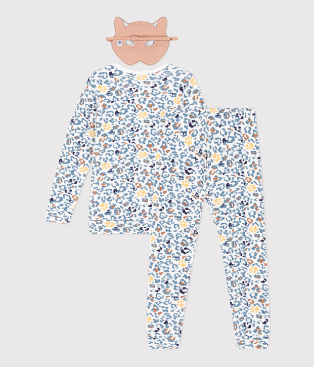 Kinderpyjama zum Verkleiden mit Maske weiss/vielfarbig