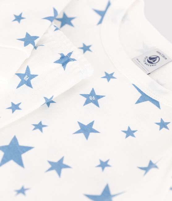 Sehr taillierter Kinderpyjama aus bedruckter Baumwolle  weiss MARSHMALLOW/blau ALASKA