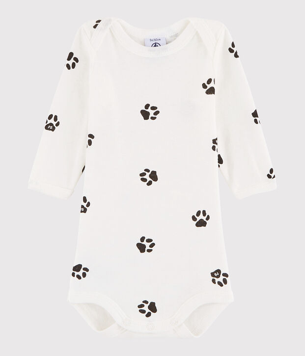 Lang&auml;rmeliger Baby-Body M&auml;dchen/Jungen weiss/grau