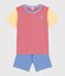 Kinder-Kurzpyjama aus Baumwolle mit roten, blauen und gelben Ringelstreifen für Jungen rot PEPS/weiss MULTICO