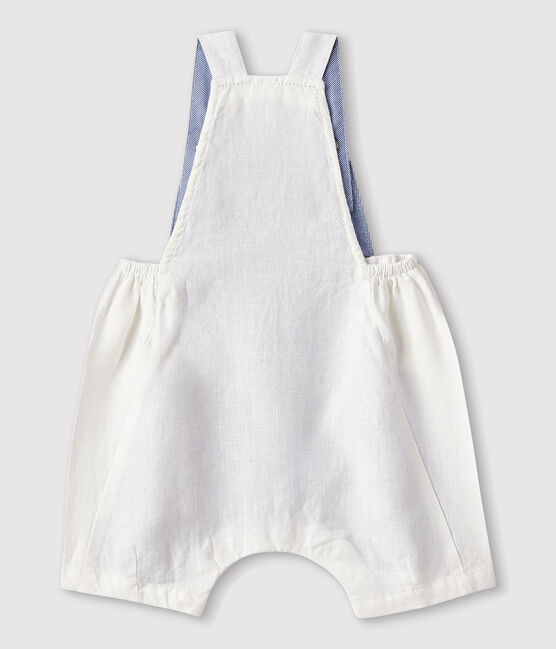 Kurze Baby-Latzhose aus Leinen für Jungen weiss MARSHMALLOW