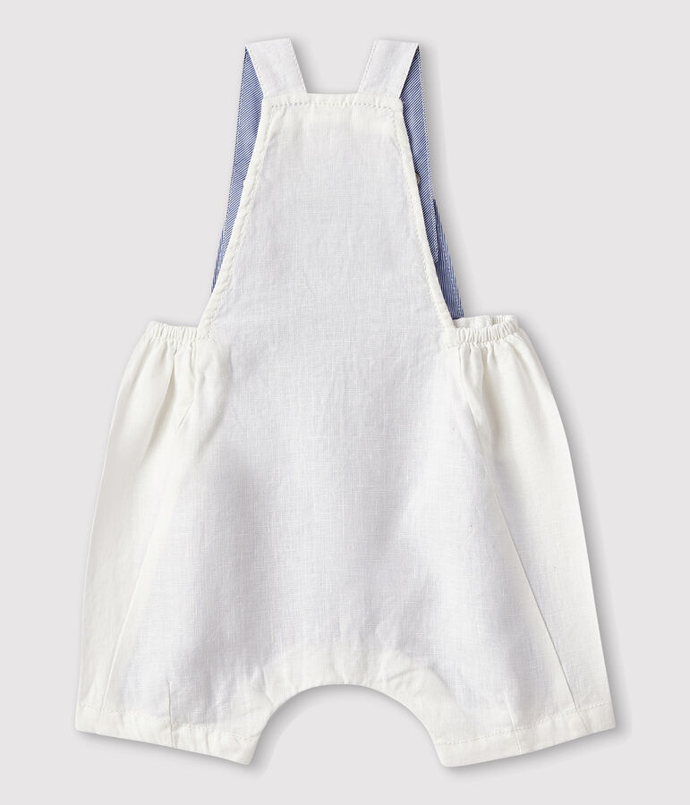 Kurze Baby-Latzhose aus Leinen f&uuml;r Jungen weiss