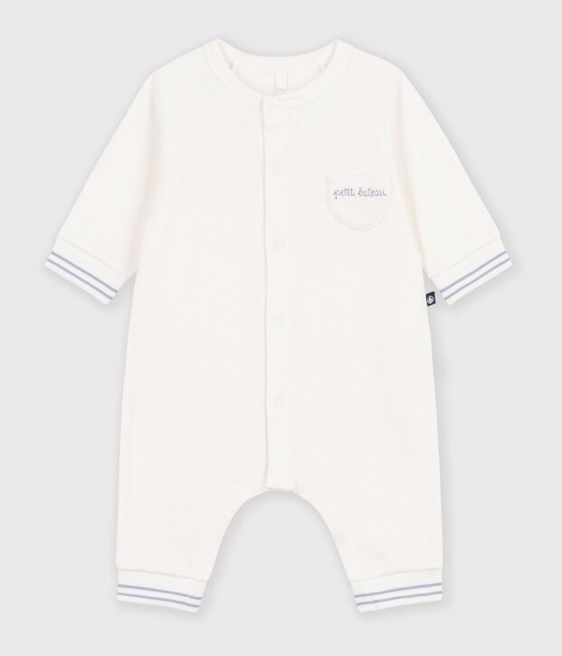 Baby-Overall aus einfarbiger Baumwolle weiss