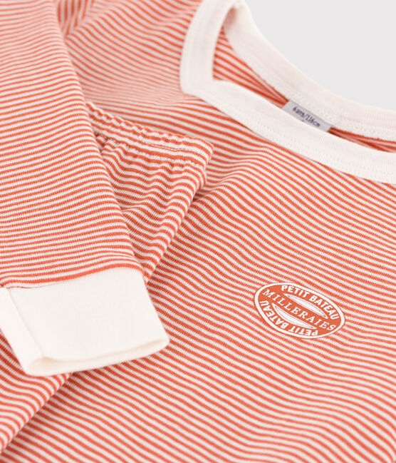 Kinderpyjama mit schlanker Passform aus Baumwolle mit Ringelstreifen rosa BRANDY/weiss MARSHMALLOW