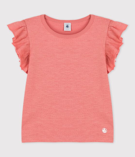 Kurzärmeliges T-Shirt aus Baumwolle für Mädchen rosa PAPAYE