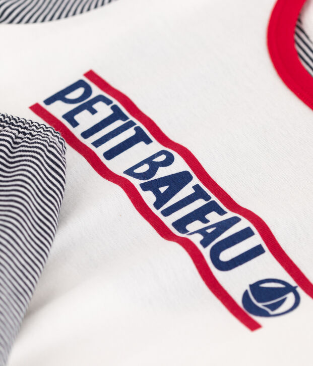 Kinder-Kurzpyjama Petit Bateau aus Baumwolle blau/weiss