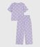 Kurzärmeliger Damen-Pyjama mit weitem Bein aus Baumwolle Herz-Motiv weiss SQUAW/ MARSHMALLOW