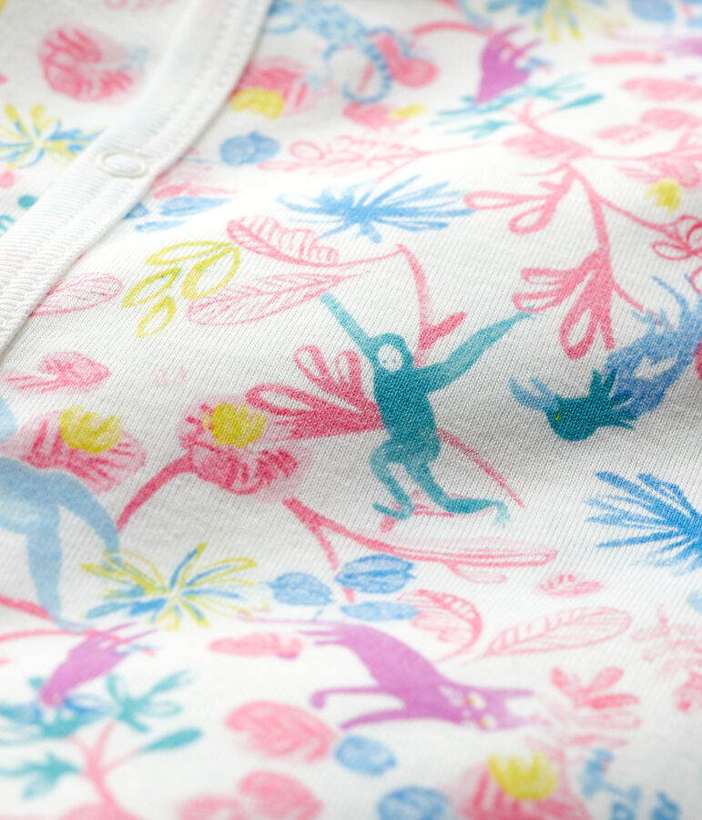 Baby-Strampler aus Baumwolle mit Dschungel-Motiv f&uuml;r M&auml;dchen weiss MARSHMALLOW/weiss MULTICO