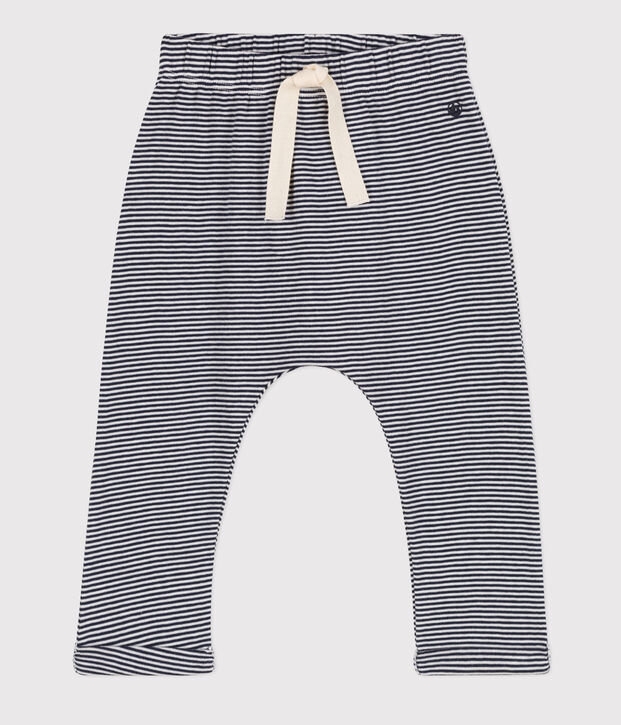 Baby-Hose aus Bio-Baumwolle blau/weiss