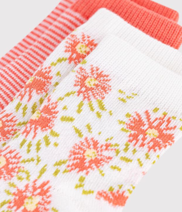 2 Paar Baby-Socken aus Baumwolle mit Blumenmuster vielfarbig