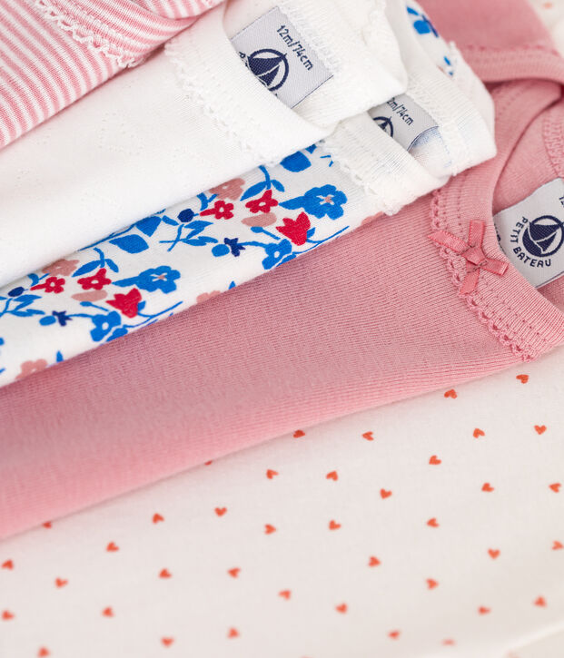 5er-Set lang&auml;rmelige Baby-Bodys aus Baumwolle mit Blumenmotiv vielfarbig