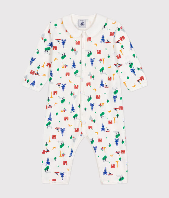 Baby-Pyjama ohne Füße aus Baumwolle mit Printmotiv Paris weiss MARSHMALLOW/weiss MULTICO
