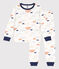 Kinderpyjama aus Molton mit Wolkenmotiv weiss MARSHMALLOW/weiss MULTICO
