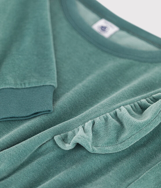 Langärmeliges Kinderkleid aus Cord für Mädchen grün BRUT
