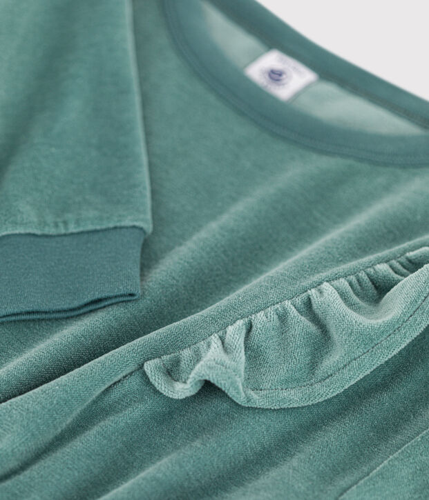 Lang&auml;rmeliges Kinderkleid aus Cord f&uuml;r M&auml;dchen gr&uuml;n