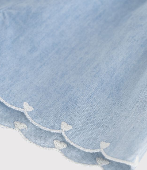 Baby-Shorts aus besticktem Chambray blau