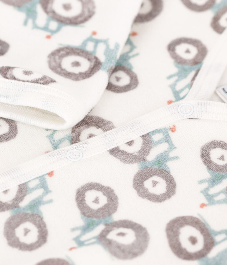 Strampler aus Nicki mit Treckermotiv weiss/vielfarbig