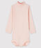 Langärmeliger Baby-Body mit Rollkragen rosa MINOIS/weiss MARSHMALLOW