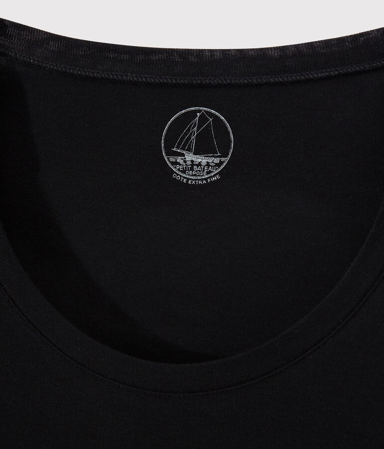 Damen-T-Shirt, leichter Rippstrick schwarz