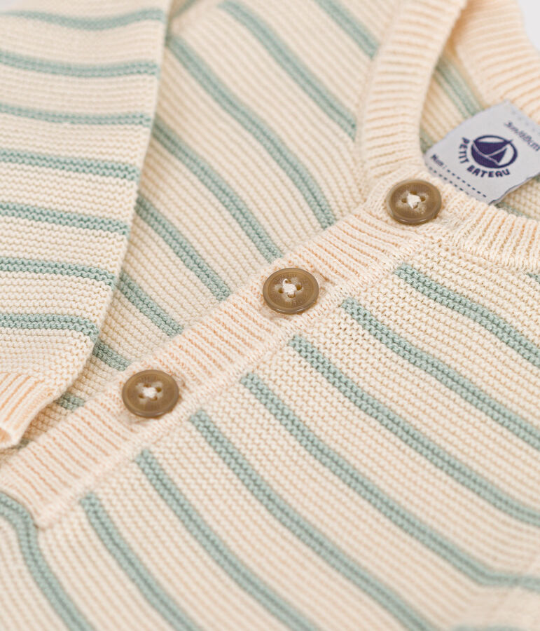 Langer Baby-Overall aus Strick naturfarben/gr&uuml;n