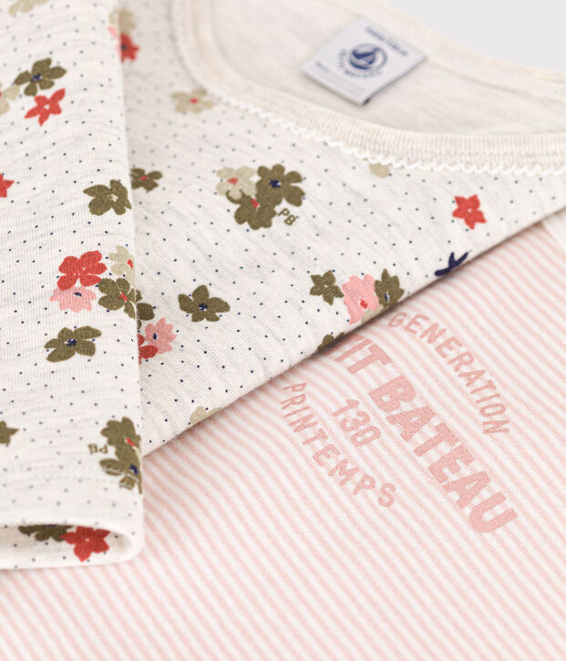 2er-Set Kinderpyjamas aus Baumwolle mit Blumenmotiv und Streifen f&uuml;r M&auml;dchen vielfarbig
