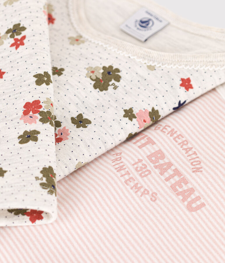 2er-Set Kinderpyjamas aus Baumwolle mit Blumenmotiv und Streifen f&uuml;r M&auml;dchen vielfarbig
