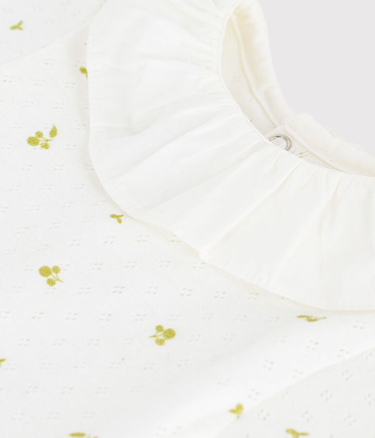 Baby-Body aus Baumwolle mit Blumenmuster und R&uuml;schenkragen gr&uuml;n/gr&uuml;n