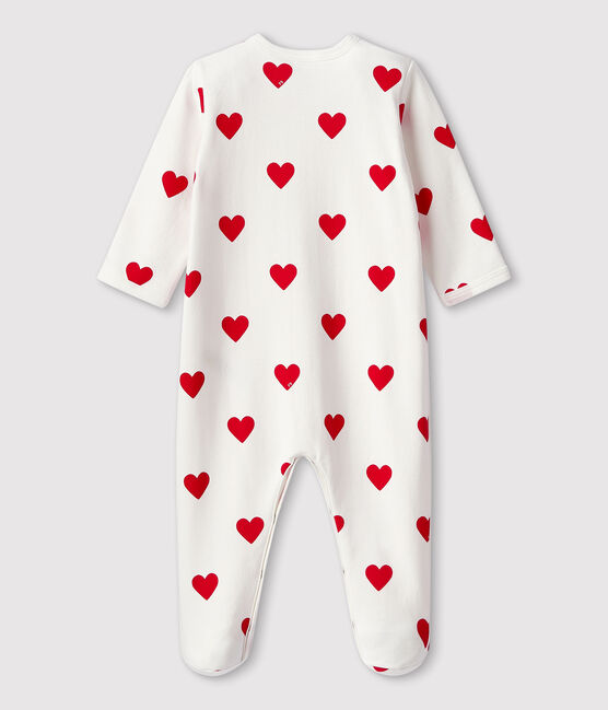 Baby-Strampler aus Baumwolle mit roten Herzen weiss MARSHMALLOW/rot TERKUIT