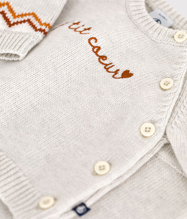 2-teiliges Baby-Set aus Wollstrick mit P'tit  C&oelig;ur-Motiv beige/vielfarbig
