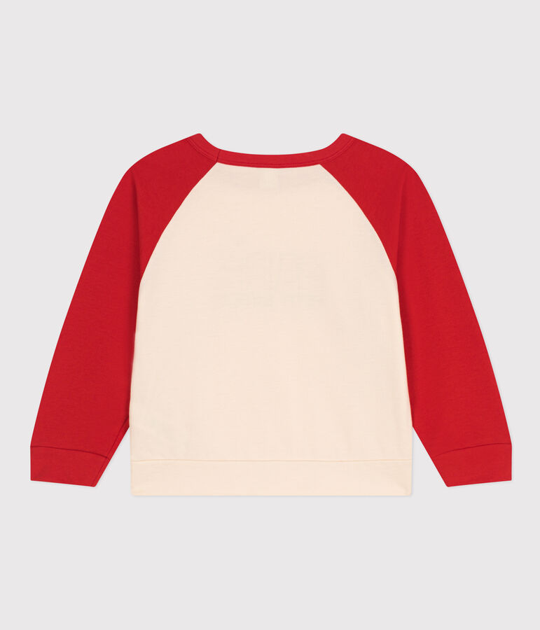 Kinder-Sweatshirt aus leichtem Molton naturfarben/rot
