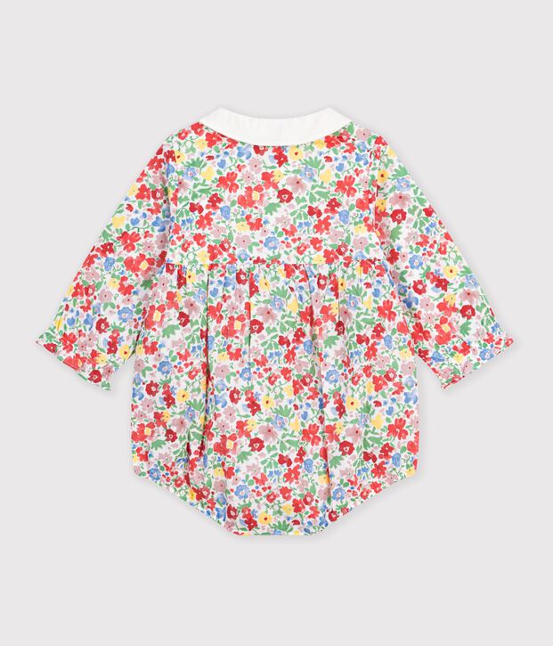 Baby-Kurzoverall aus Baumwolle mit Blumenmuster weiss/vielfarbig