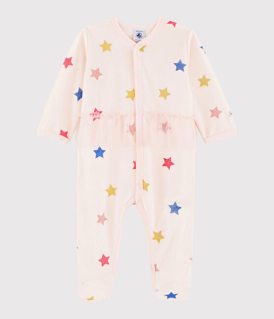 Baby-Strampler aus Nicki mit Sternenmuster für Mädchen rosa FLEUR/weiss MULTICO