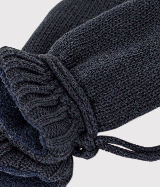 Baby-Fäustlinge aus Strick mit Fleece-Futter blau SMOKING