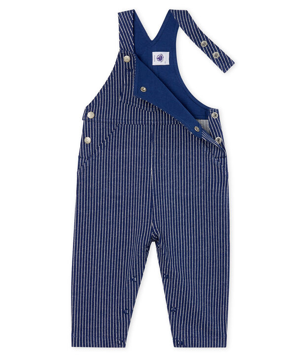Lange gestreifte Baby-Latzhose aus Strick f&uuml;r Jungen blau/weiss