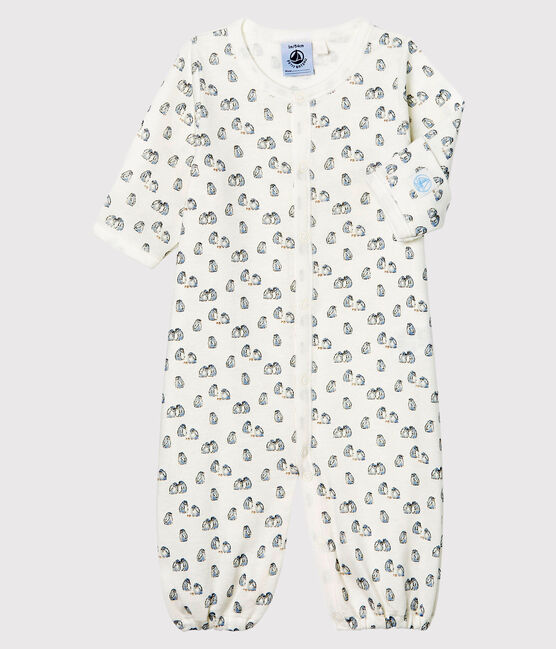 Kombi-Overall aus Rippstrick für Babys weiss MARSHMALLOW/blau TOUDOU/ MULTICO