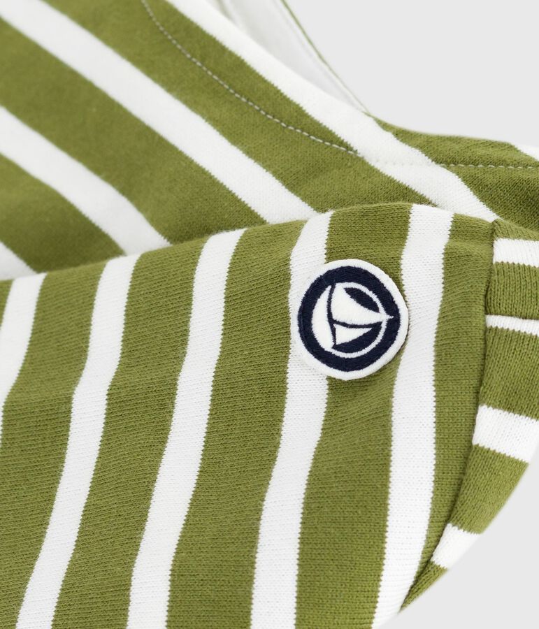Kinder-Streifenshirt Marini&egrave;re aus Baumwolle gr&uuml;n/naturfarben