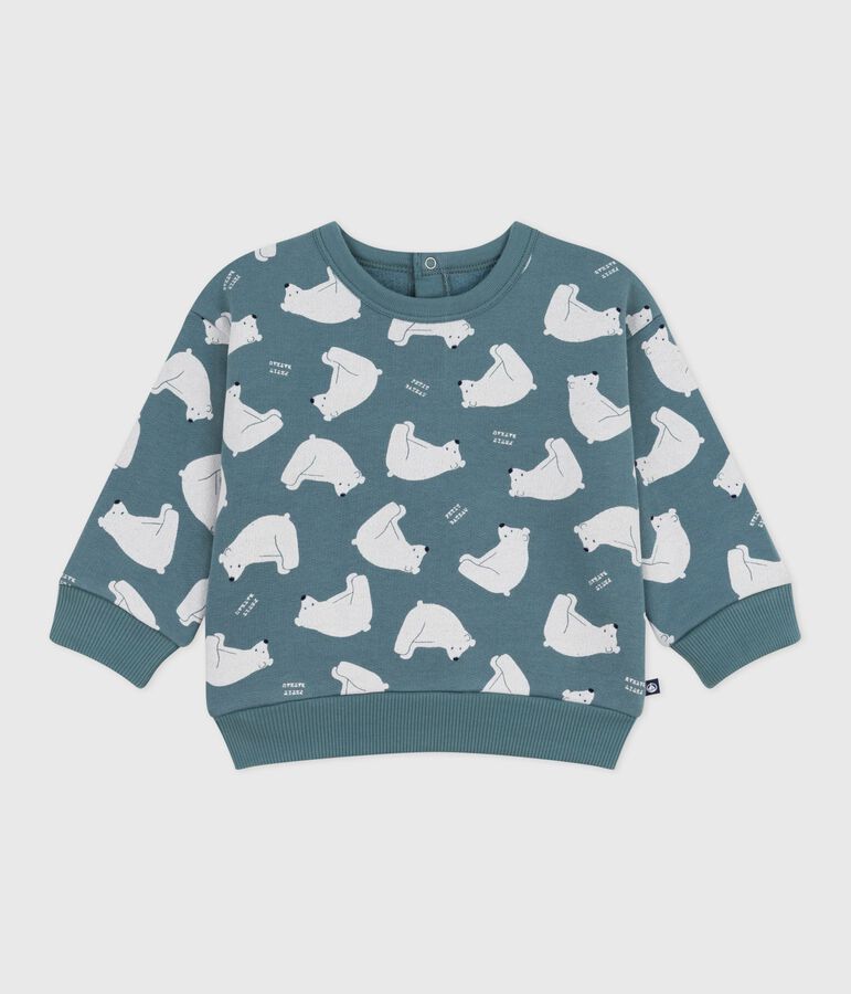 Baby-Sweatshirt aus Baumwolle mit B&auml;rmotiv blau/vielfarbig